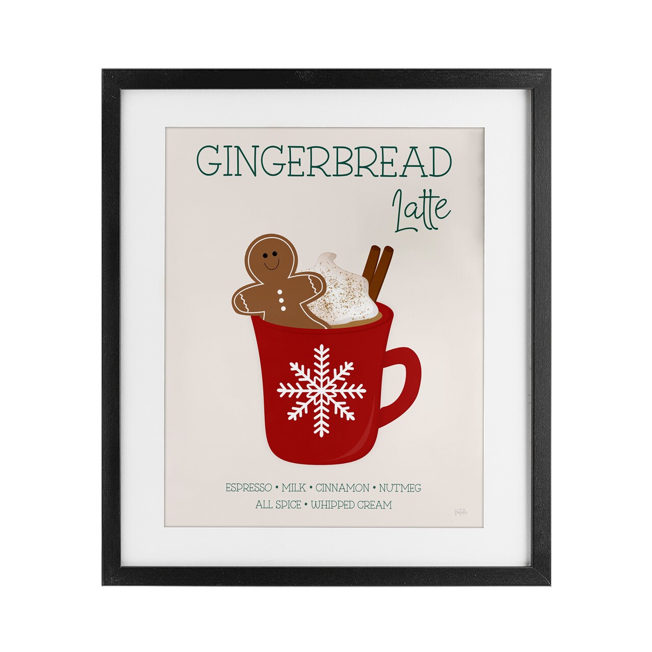 Stupell Industries Gingerbread Latte Seasonal Drink Framed Print Under Glass, design by Natalie Carpentieri